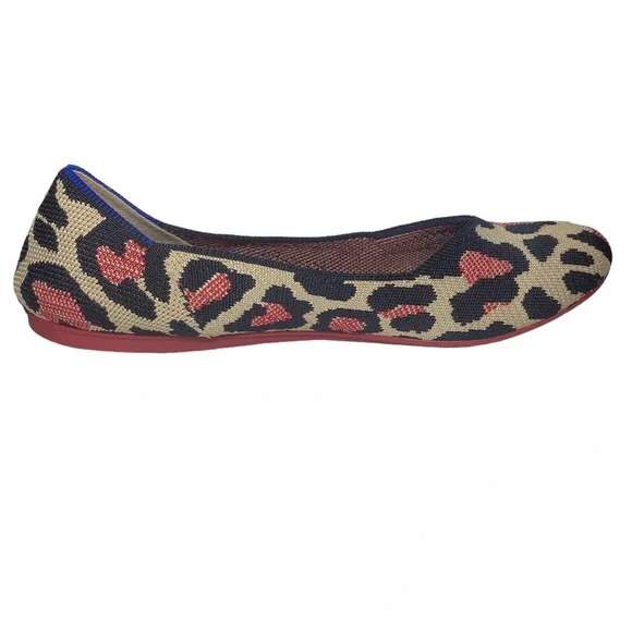 Rothys the flat red cat size 10.5 woman round toe flat shoes GUC Animal print - Picture 8 of 10